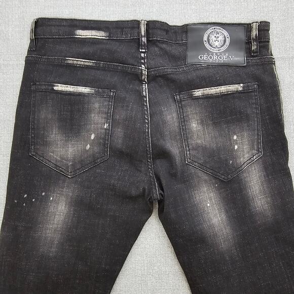 Avenue George V Paris Jeans Mens 36 Black Silver Skater Streetwear Grunge Punk - Picture 6 of 16